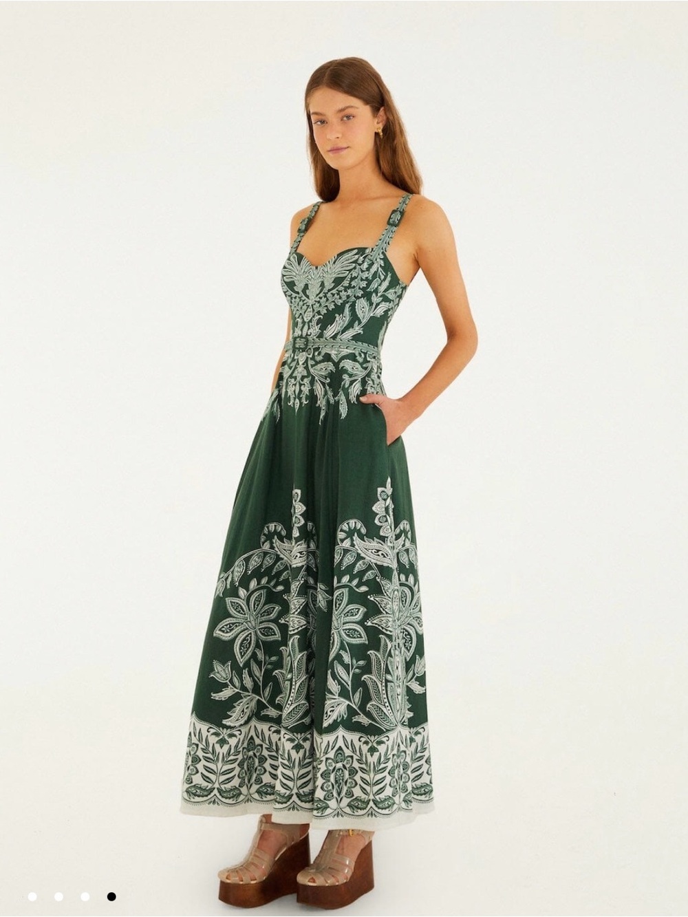 Farm Rio Dark Green Miranda Buckles Maxi Dress, Small - Picture 9 of 12